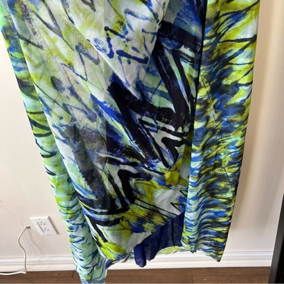 VINTAGE JEAN PAUL GAULTIER HALTER NECK CHEVRON PRINT MESH MAXI DRESS SZ M - Picture 7 of 12